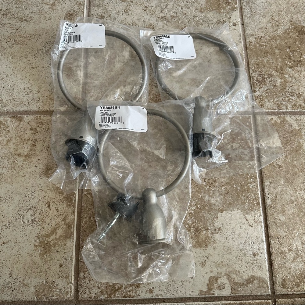 Set of 3 Moen Mason Towel Rings - Satin Nickel - Brand New